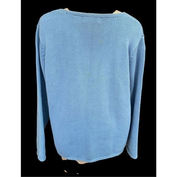 Orvis Women’s Vintage Knit Cardigan Baby Blue w/Color Block Detail Sz.XL Y2K Bix - Picture 6 of 11